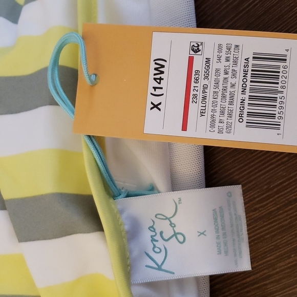 Kona Sol Triangle Bikini Set - Yellow, White and Green Size X (14W) - Picture 4 of 8